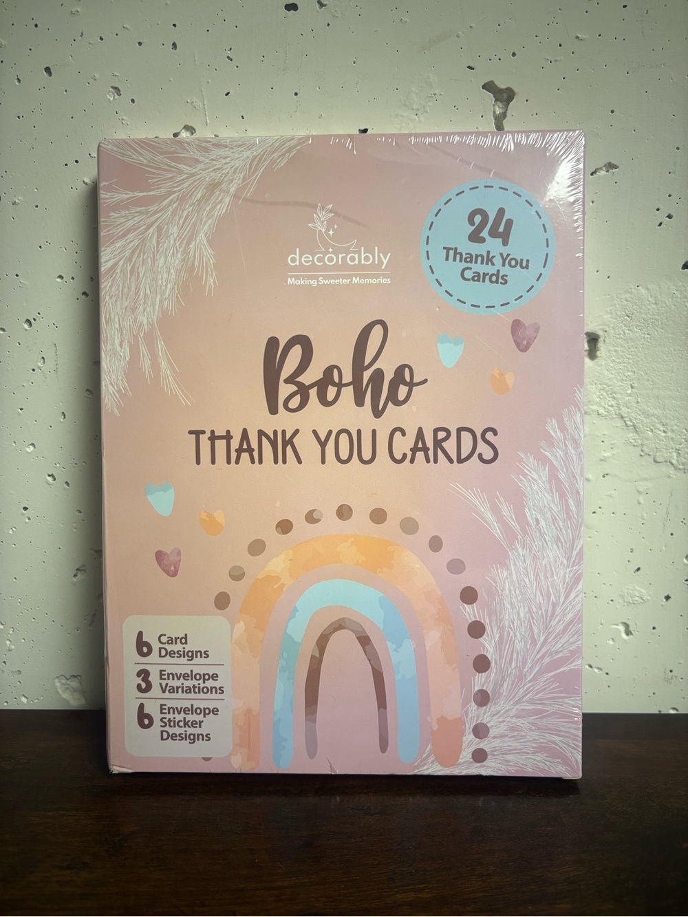 NWT Boho Rainbow Thank You Cards Set 24 Count w Envelopes & Stickers